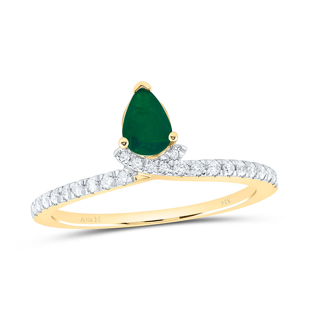 1/6CTW-NAT DIA ANA M 6X4MM PS-EM NAT GEM PEAR RING Daisy Joyeria