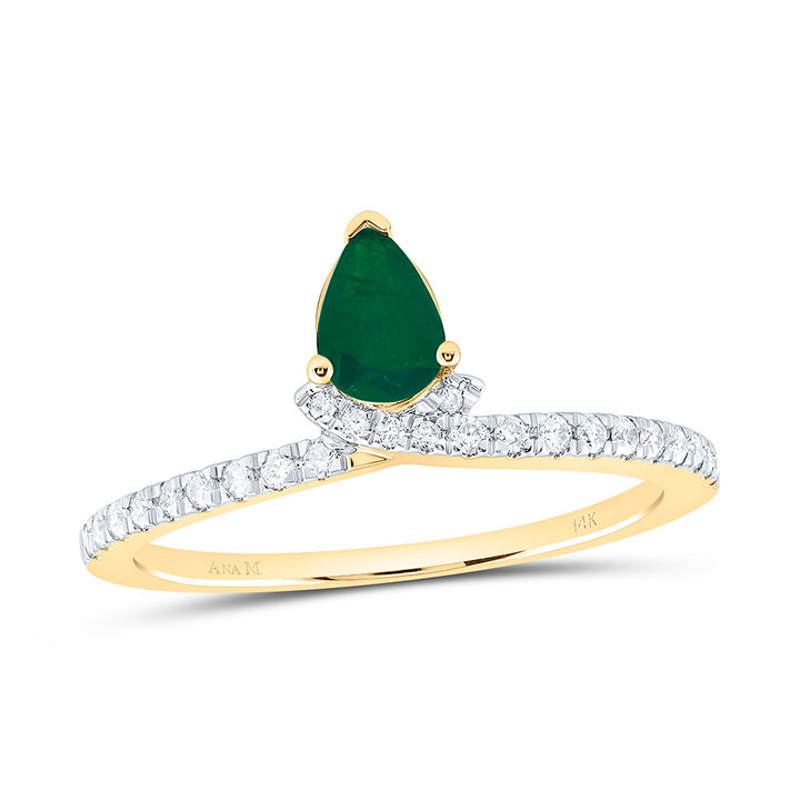 1/6CTW-NAT DIA ANA M 6X4MM PS-EM NAT GEM PEAR RING Daisy Joyeria