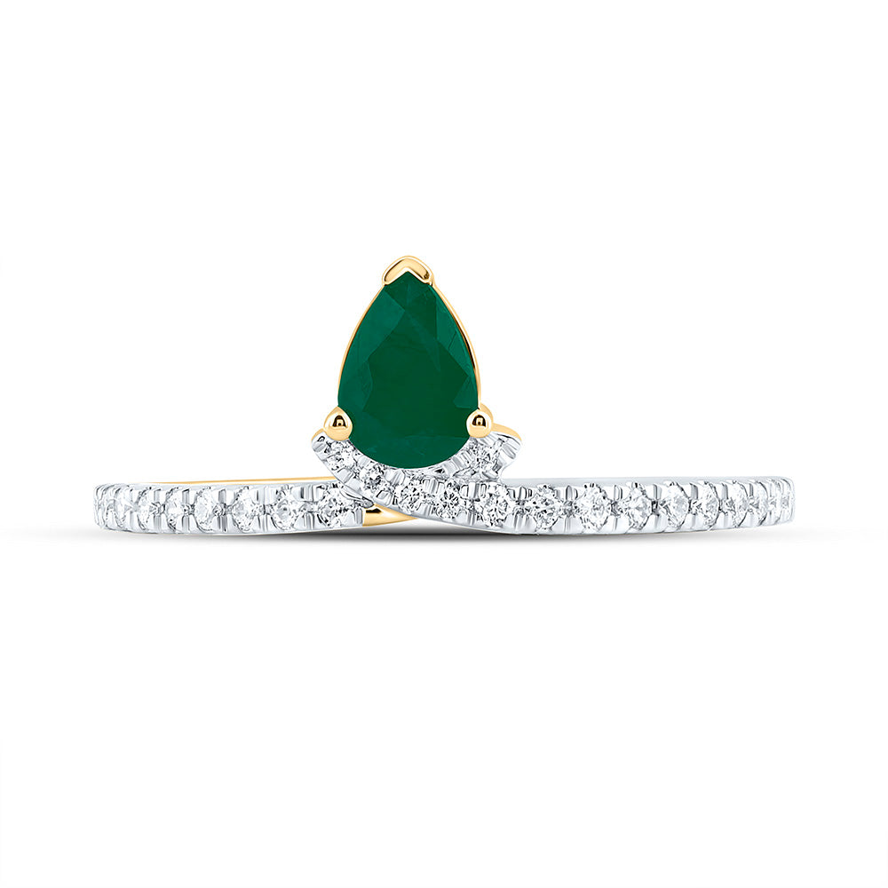 1/6CTW-NAT DIA ANA M 6X4MM PS-EM NAT GEM PEAR RING Daisy Joyeria