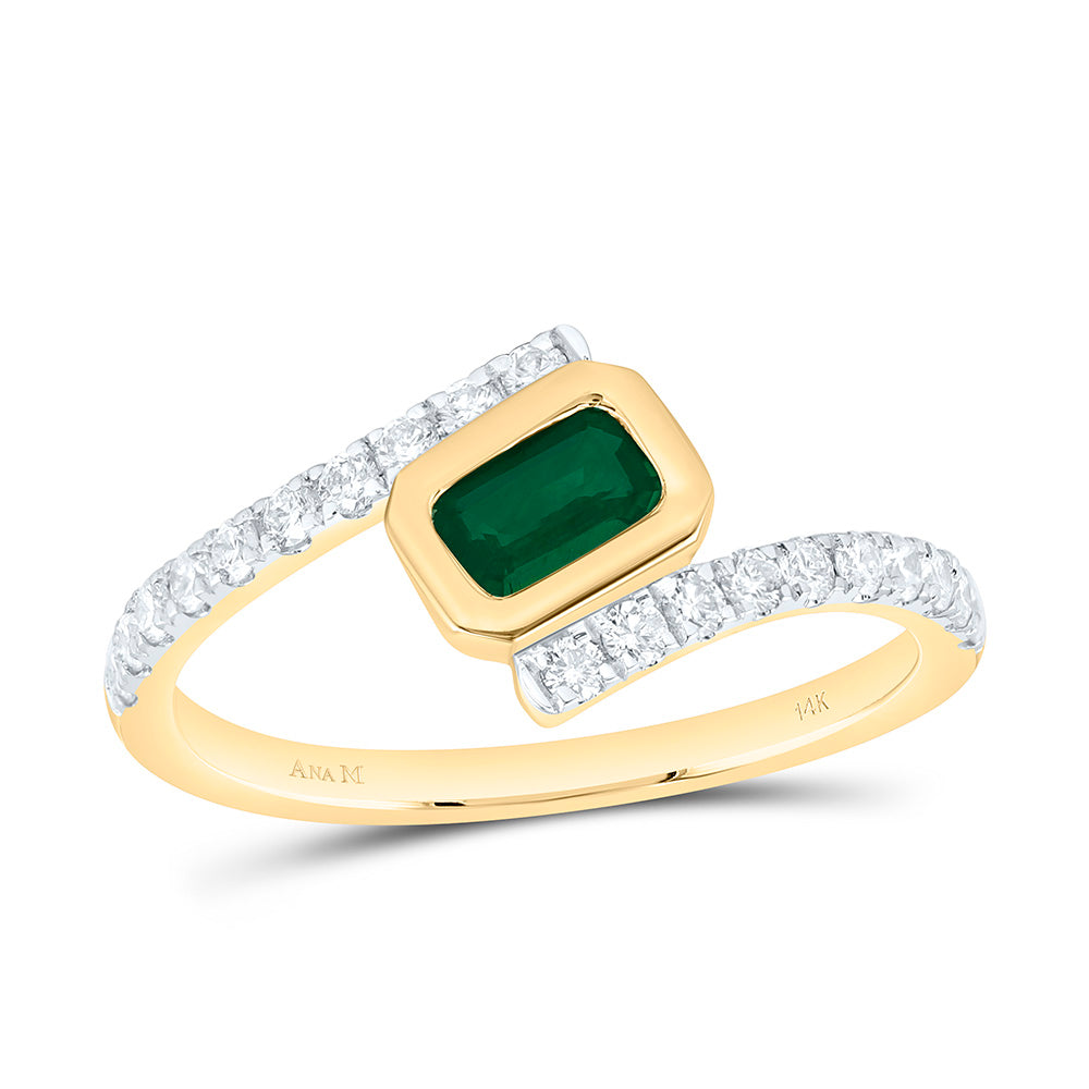 1/3CTW-NAT DIA ANA M 6X4MM EM-EM NAT GEM EMERALD RING Daisy Joyeria