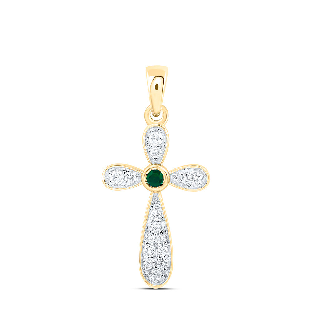 1/5CTW-NAT DIA ANA M 2.20MM RD-EM NAT GEM CROSS PENDANT Daisy Joyeria