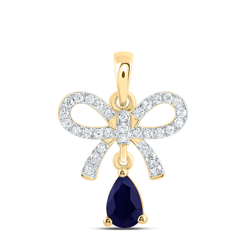 1/6CTW-NAT DIA ANA M 6X4MM-PS-BS NAT GEM BOW  PENDANT Daisy Joyeria