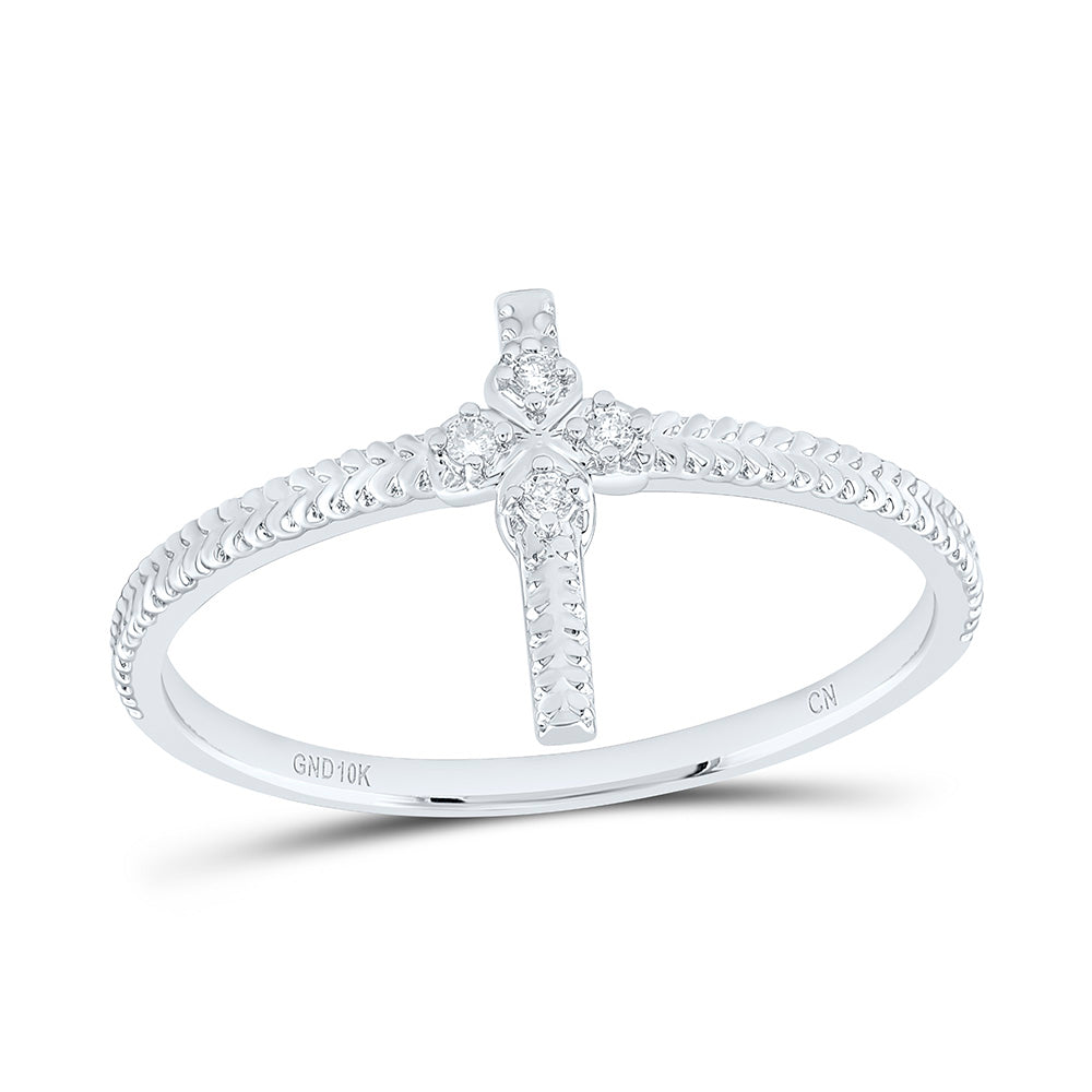 0.03CTW-NAT DIA CN GIFT CROSS RING Daisy Joyeria