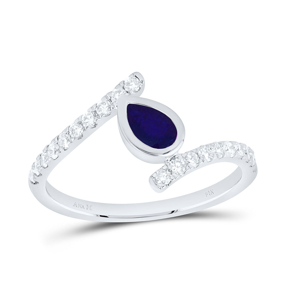 1/3CTW-NAT DIA ANA M 6X4MM-PS-BS NAT GEM PEAR RING Daisy Joyeria