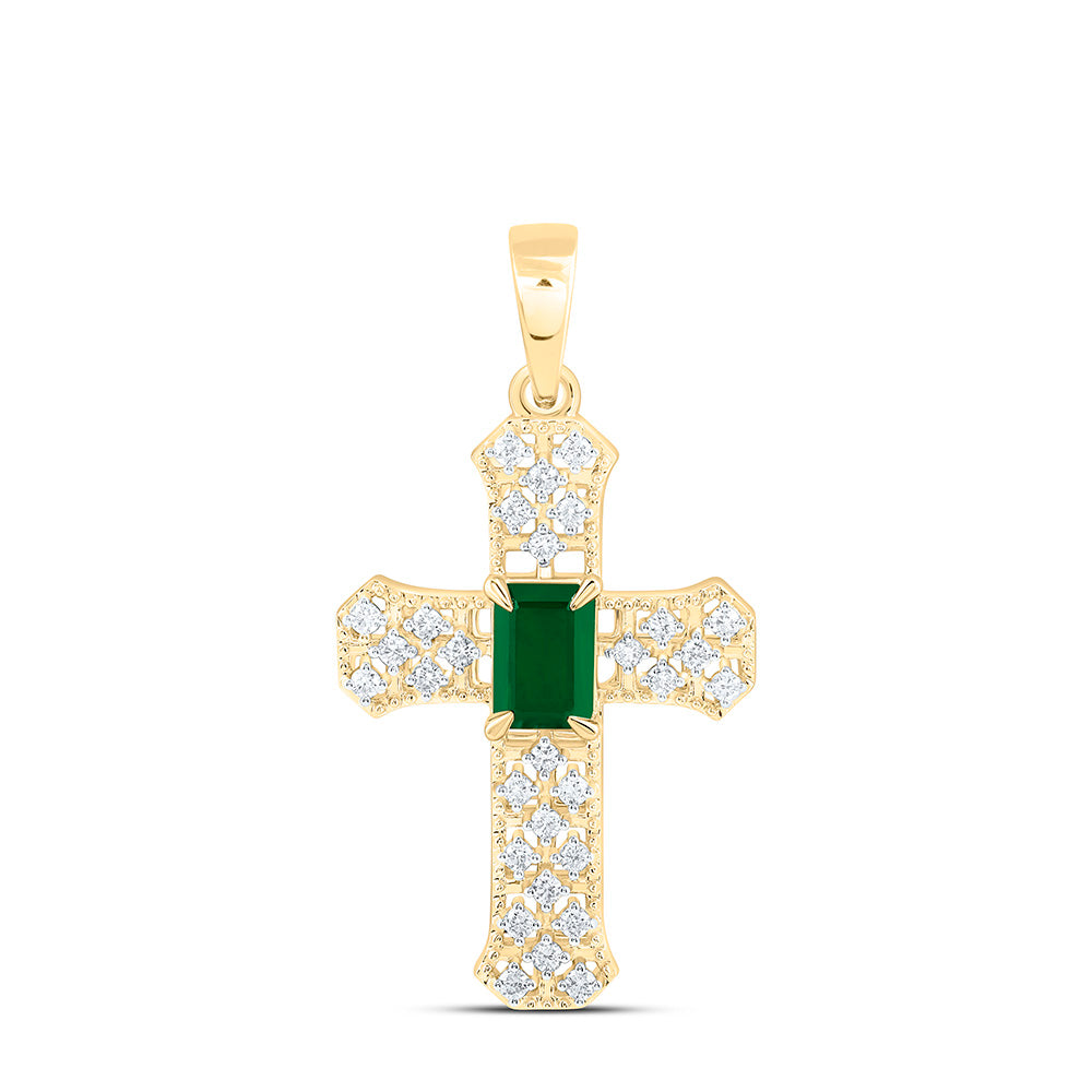 1/4CTW-NAT DIA ANA M 6X4MM EM-EM NAT GEM CROSS PENDANT Daisy Joyeria