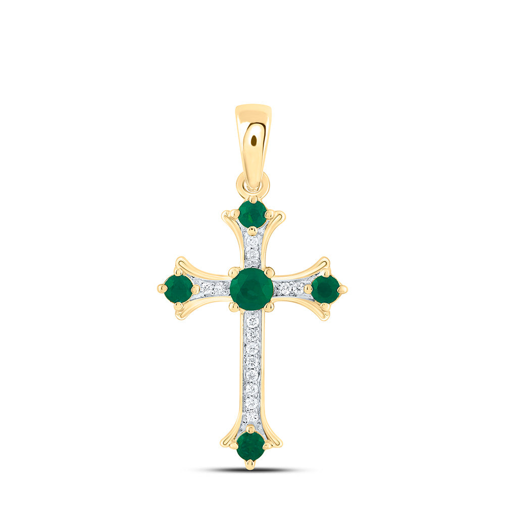 1/12CTW-NAT DIA ANA M 3/8CT RD-EM NAT GEM CROSS PENDANT Daisy Joyeria