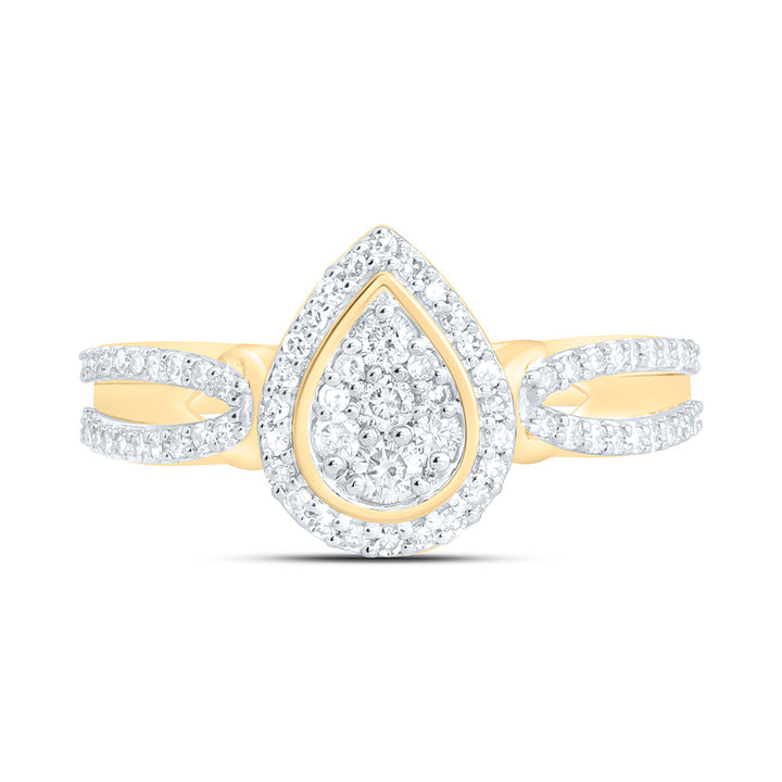 3/8CTW-NAT DIA NK FASHION PEAR RING Daisy Joyeria