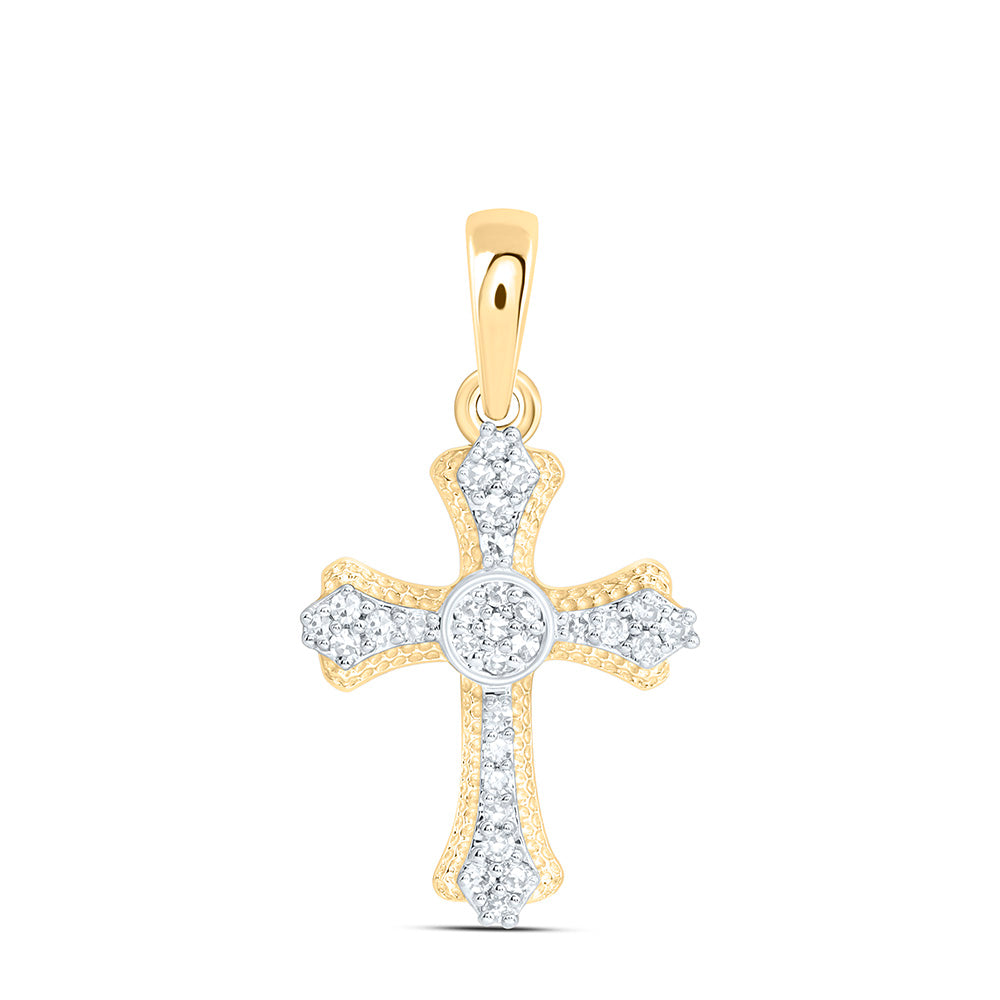 1/10CTW-NAT DIA NK FASHION CROSS PENDANT Daisy Joyeria