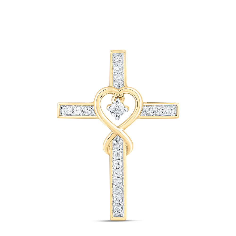 1/10CTW-NAT DIA CN FASHION HEART CROSS PENDANT Daisy Joyeria