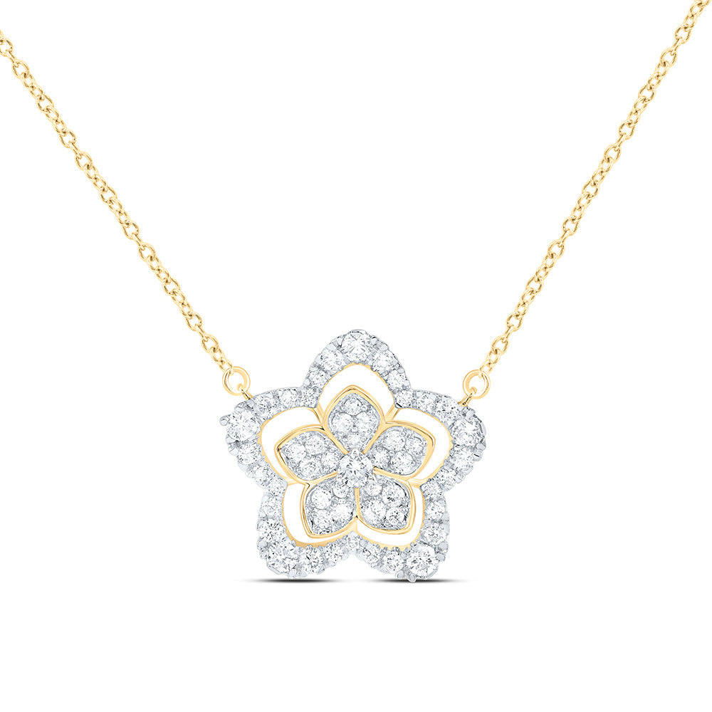7/8CTW-NAT DIA CN FASHION FLOWER NECKLACE (18 INCH) Daisy Joyeria