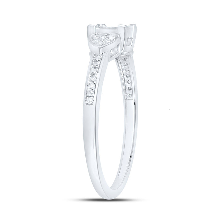 1/6CTW-NAT DIA P1 GIFT HEART SQUARE RING Daisy Joyeria
