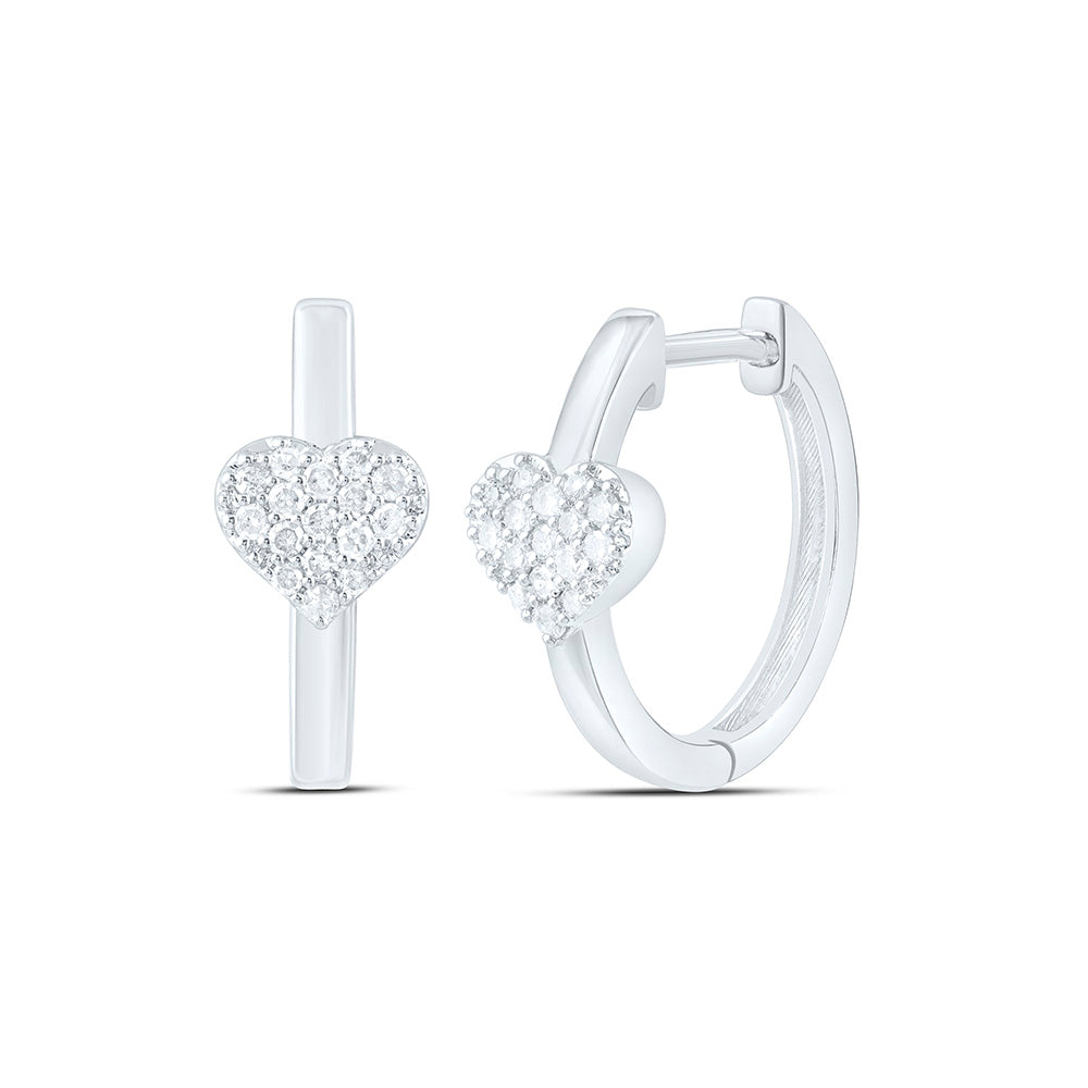 1/6CTW-NAT DIA P1 GIFT HEART  HOOP EARRING Daisy Joyeria