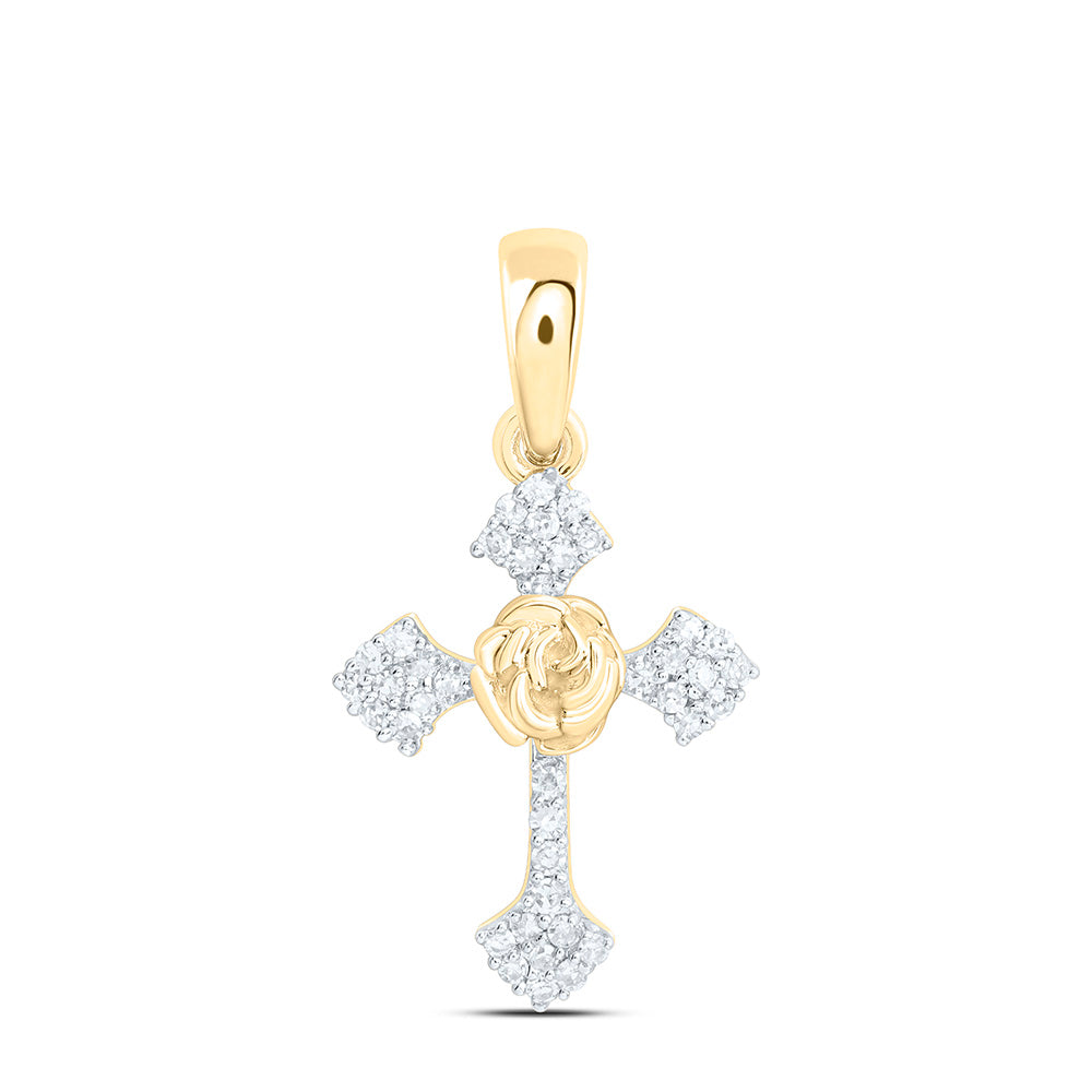 1/8CTW-NAT DIA NK FASHION CROSS PENDANT Daisy Joyeria