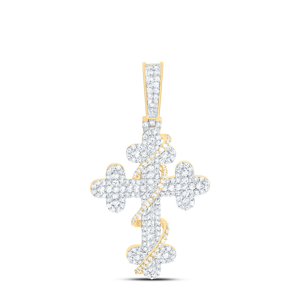 3/4CTW-NAT DIA NK CROSS MENS CHARM Daisy Joyeria