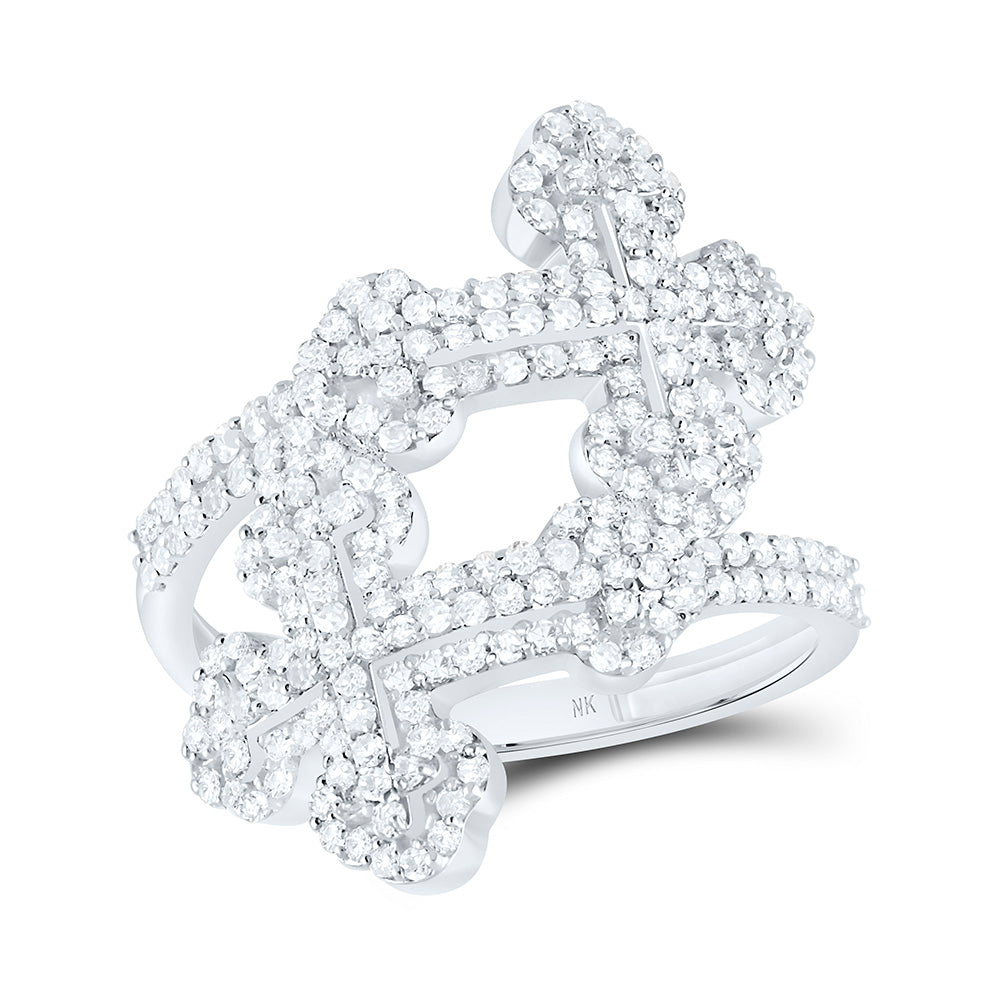 3/4CTW-NAT DIA NK FASHION CROSS CUFF RING Daisy Joyeria