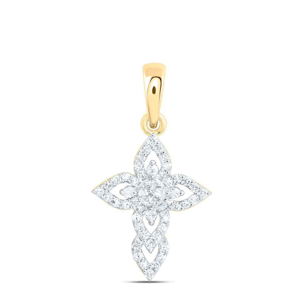 1/6CTW-NAT DIA NK FASHION CROSS PENDANT Daisy Joyeria