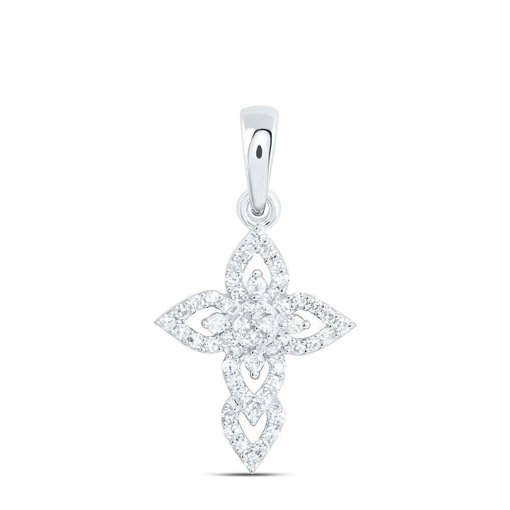 1/6CTW-NAT DIA NK FASHION CROSS PENDANT Daisy Joyeria