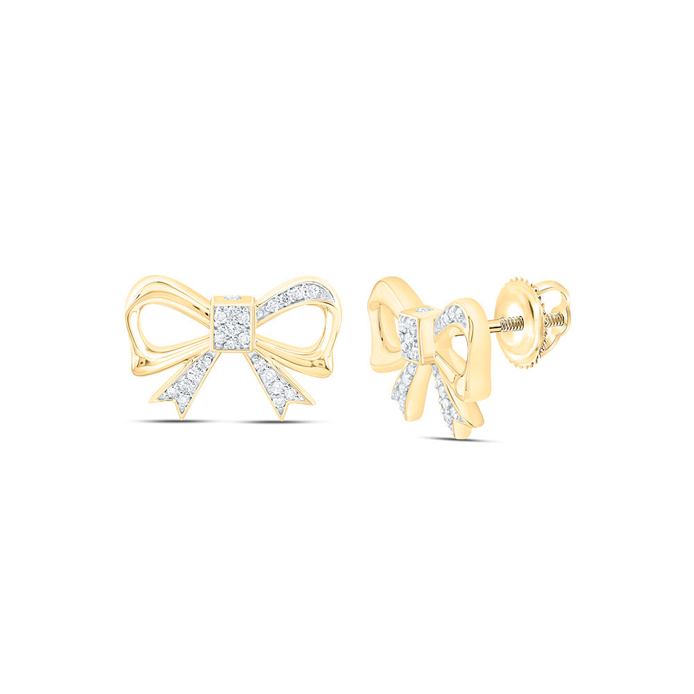1/4CTW-NAT DIA CN FASHION BOW EARRING Daisy Joyeria