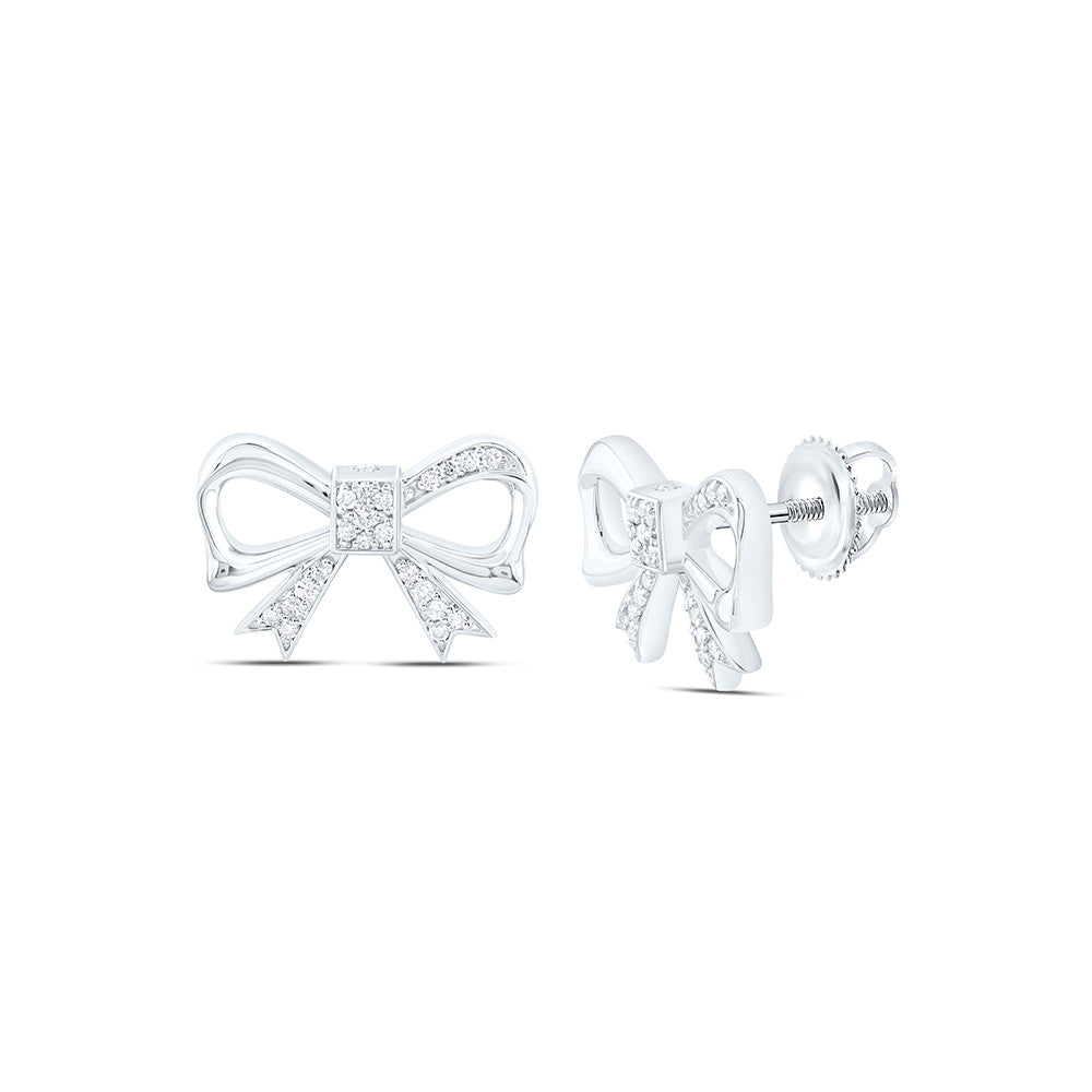 1/4CTW-NAT DIA CN FASHION BOW EARRING Daisy Joyeria