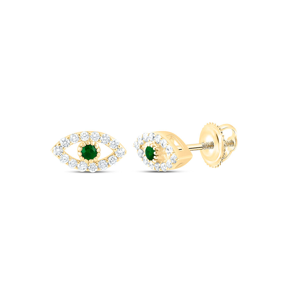 1/8CTW-NAT DIA ANA M 1.7MM RD-EM NAT GEM EVIL EYE EARRING Daisy Joyeria
