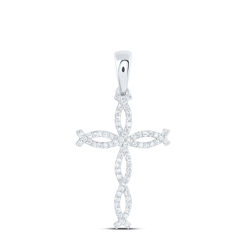 1/5CTW-NAT DIA NK FASHION CROSS PENDANT Daisy Joyeria