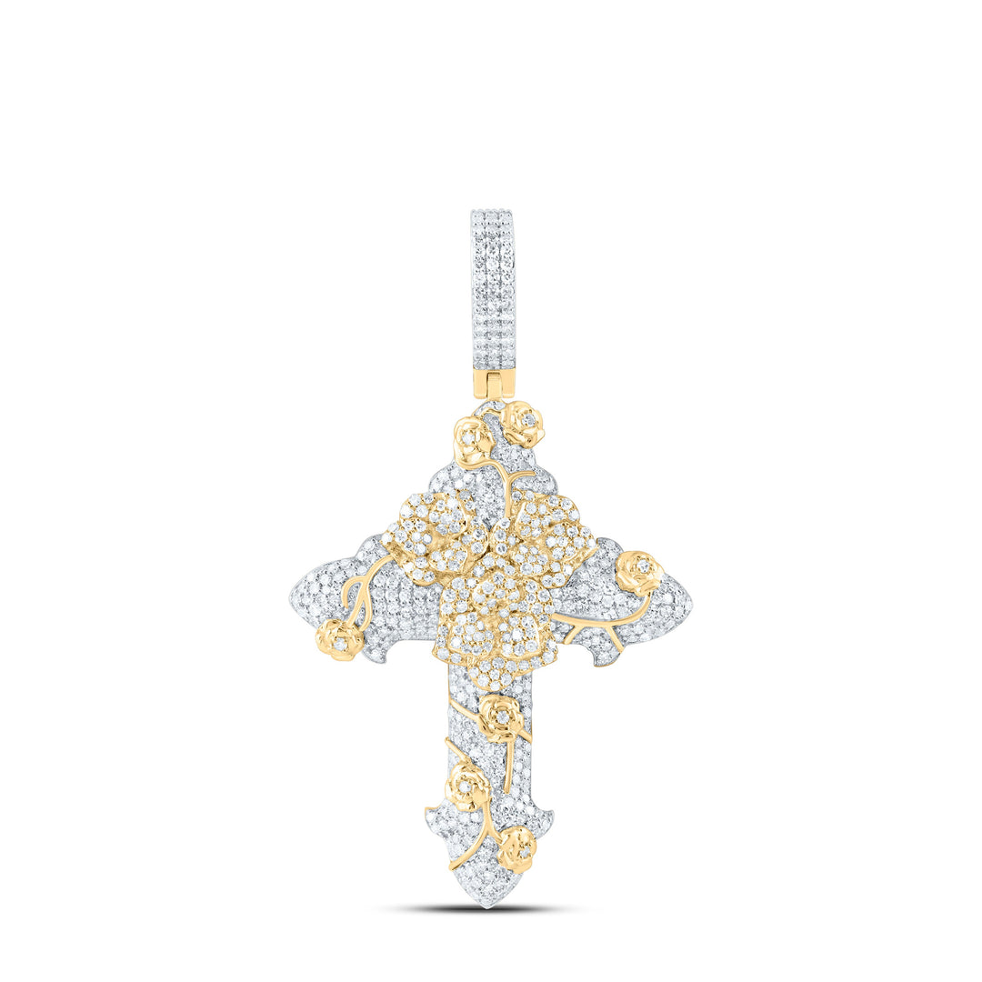 1 3/8CTW-NAT DIA CN CROSS MENS CHARM Daisy Joyeria