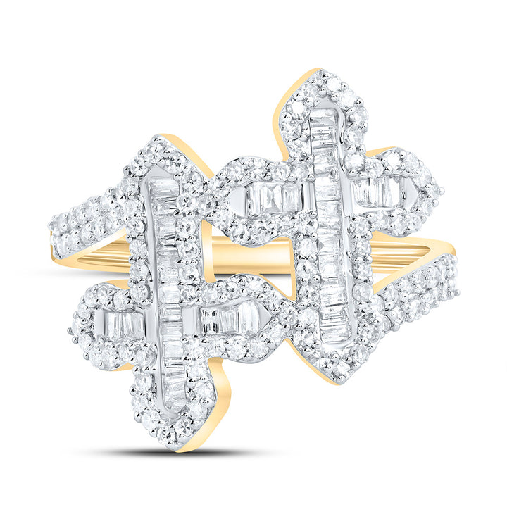 3/4CTW-NAT DIA NK FASHION CROSS RING Daisy Joyeria