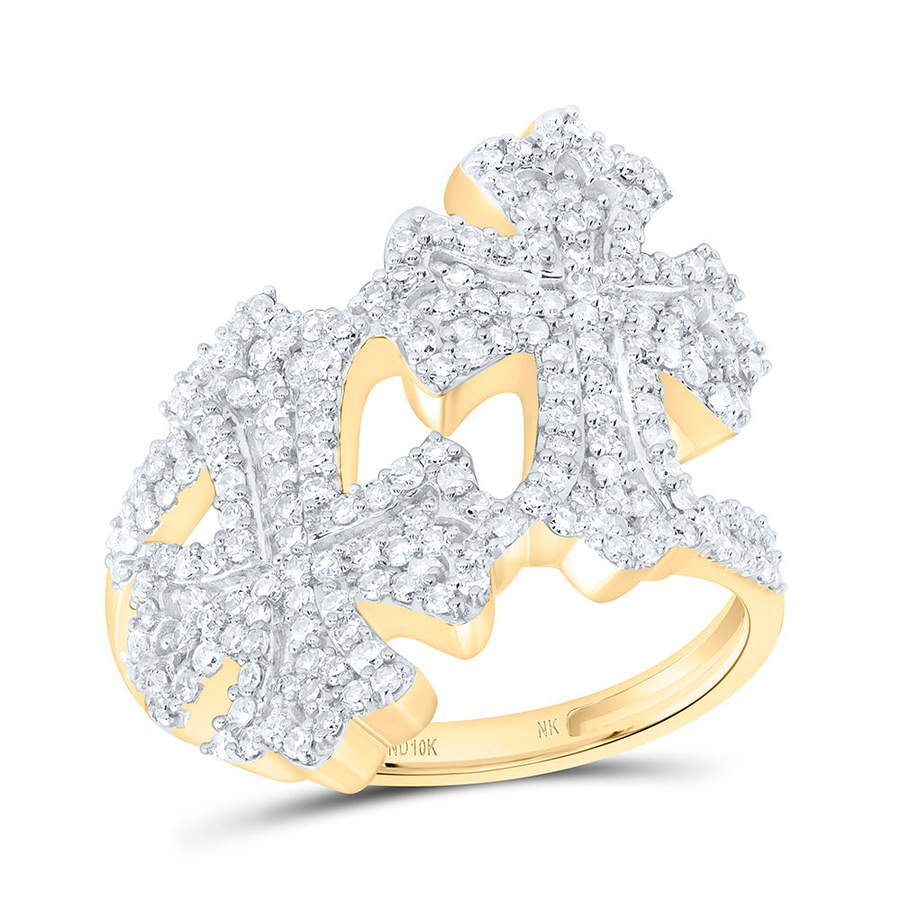 3/4CTW-NAT DIA NK FASHION CROSS RING Daisy Joyeria