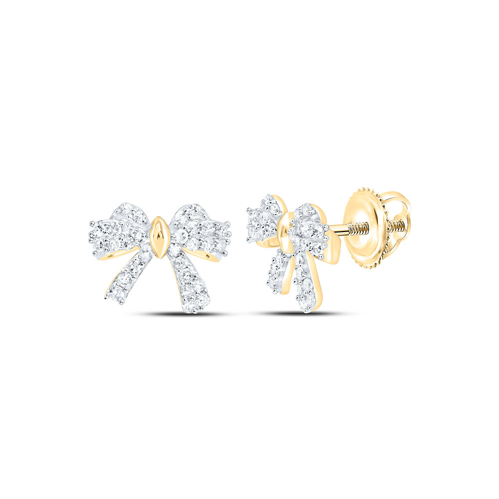 1/4CTW-NAT DIA P1 GIFT BOW EARRING Daisy Joyeria