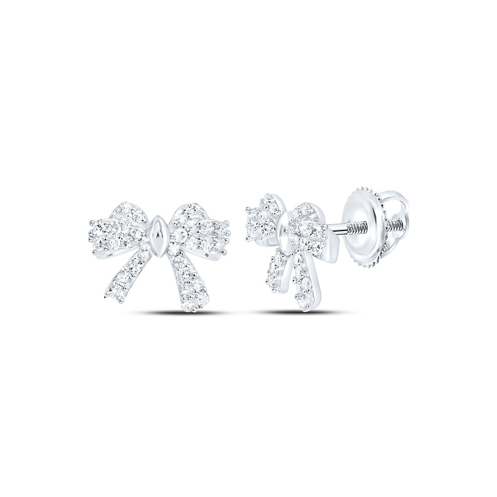 1/4CTW-NAT DIA P1 GIFT BOW EARRING Daisy Joyeria