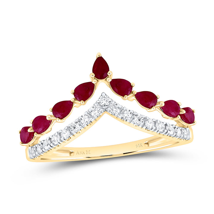 1/5CTW-NAT DIA ANA M 3/4CT-PS-RU NAT GEM PEAR RING Daisy Joyeria