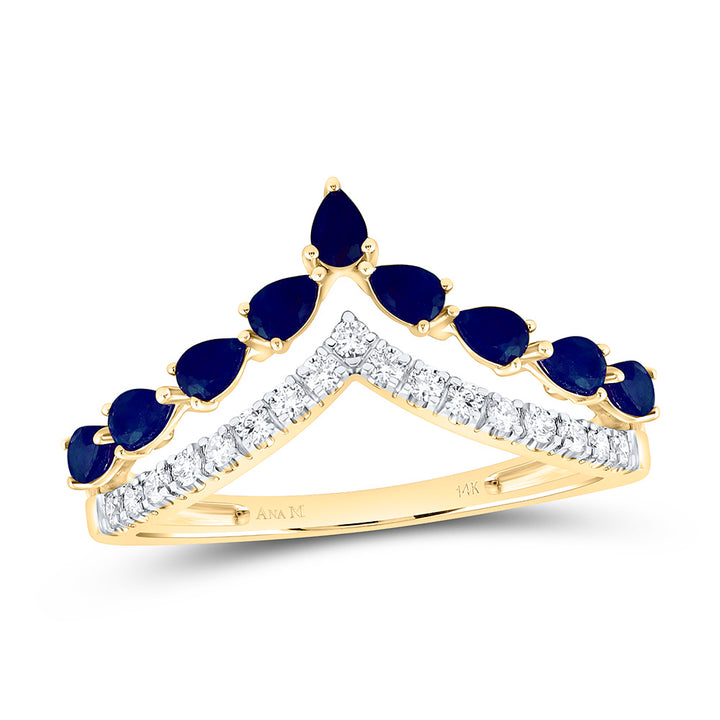 1/5CTW-NAT DIA ANA M 3/4CT-PS-BS NAT GEM PEAR RING Daisy Joyeria