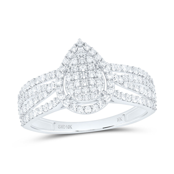 1/2CTW-NAT DIA NK FASHION PEAR RING Daisy Joyeria