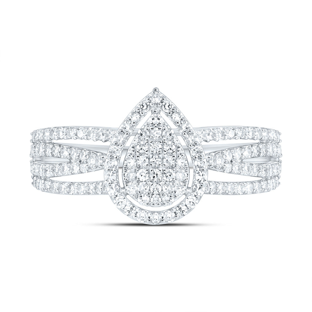 1/2CTW-NAT DIA NK FASHION PEAR RING Daisy Joyeria