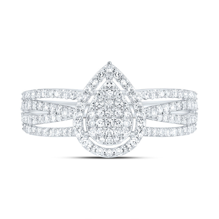 1/2CTW-NAT DIA NK FASHION PEAR RING Daisy Joyeria
