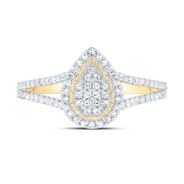 1/3CTW-NAT DIA NK FASHION PEAR RING Daisy Joyeria