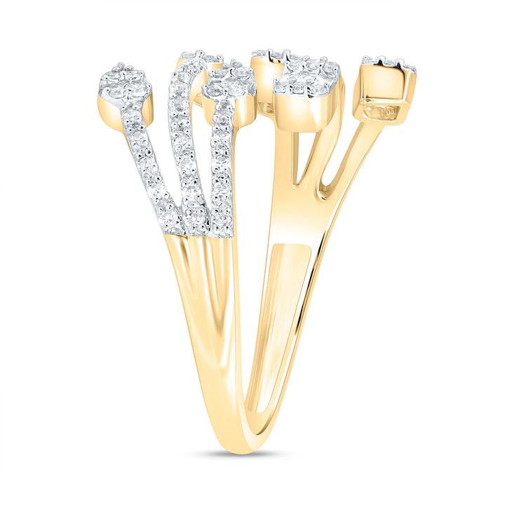 3/8CTW-NAT DIA NK FASHION PEAR EMERALD CUFF RING Daisy Joyeria