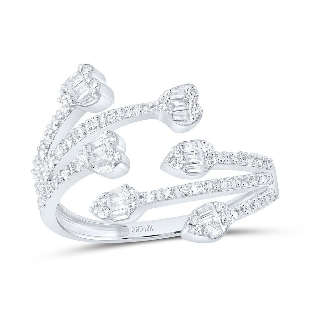 3/8CTW-NAT DIA NK FASHION HEART PEAR CUFF RING Daisy Joyeria