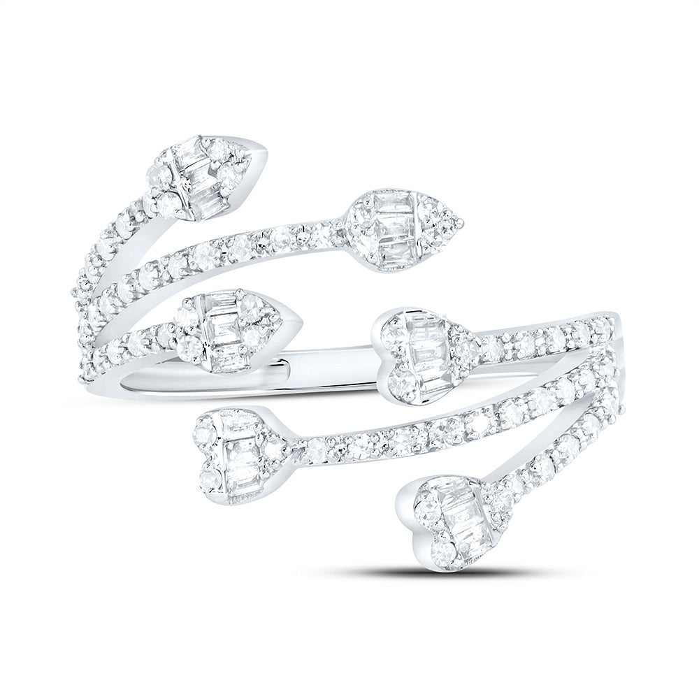 3/8CTW-NAT DIA NK FASHION HEART PEAR CUFF RING Daisy Joyeria