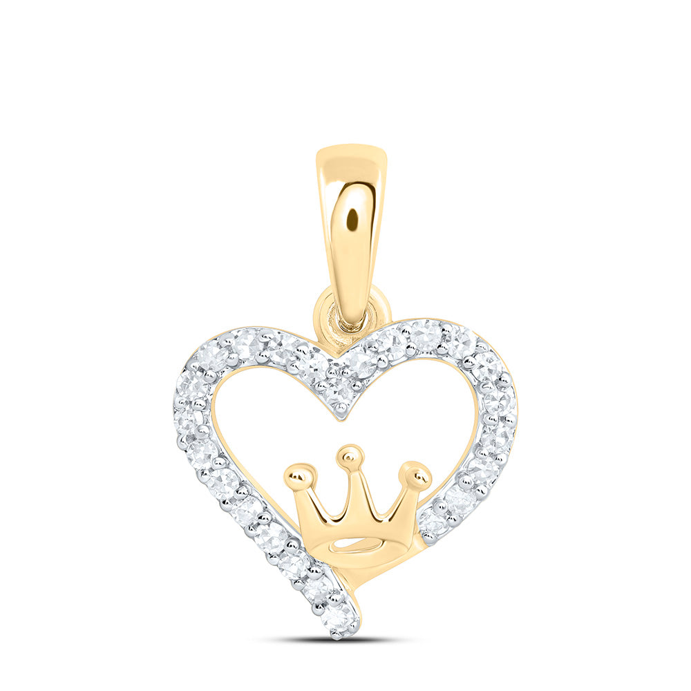 1/8CTW-NAT DIA NK GIFT CROWN HEART PENDANT Daisy Joyeria