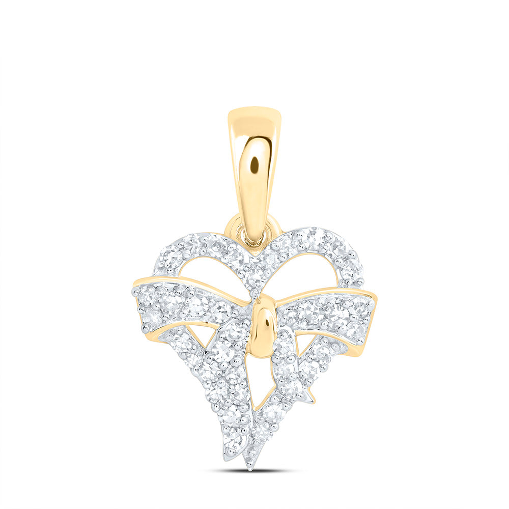 1/6CTW-NAT DIA NK FASHION BOW HEART PENDANT Daisy Joyeria