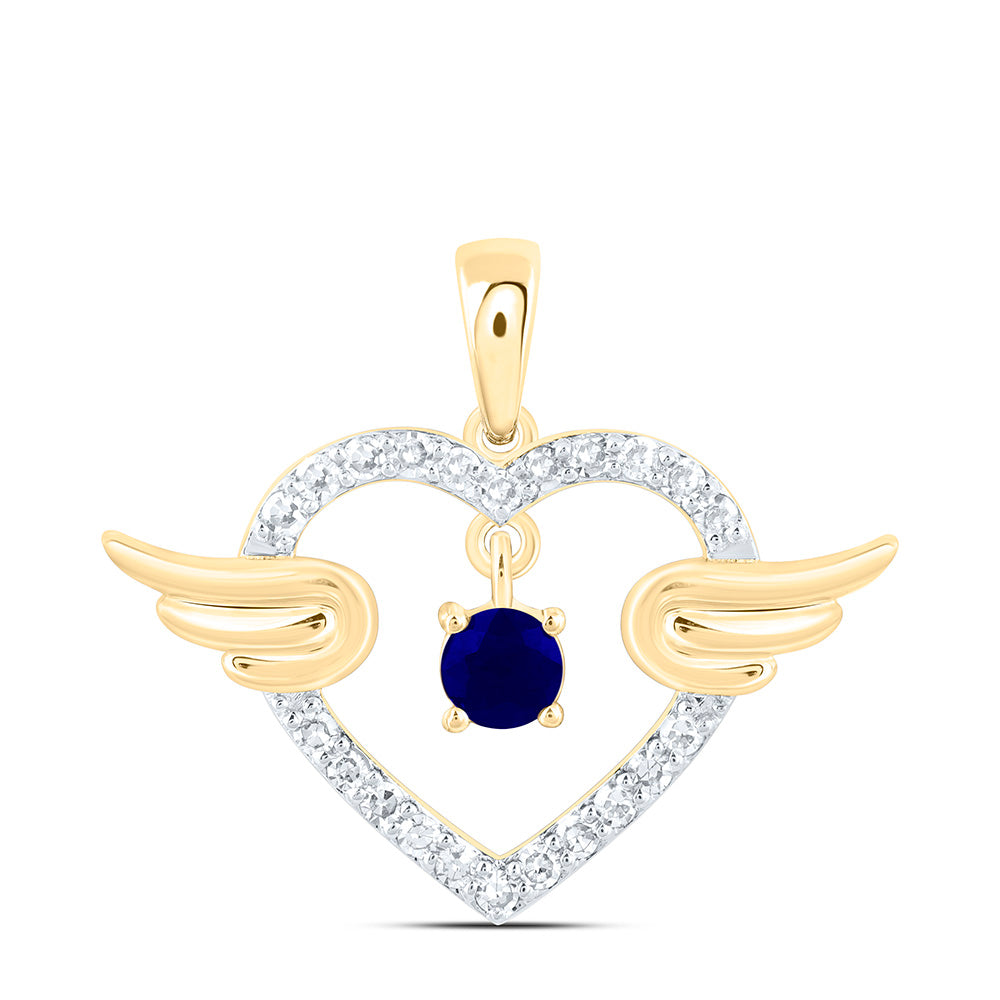 1/10CTW-NAT DIA NK 2.90MM RD-BS NAT GEM HEART WINGS PENDANT Daisy Joyeria