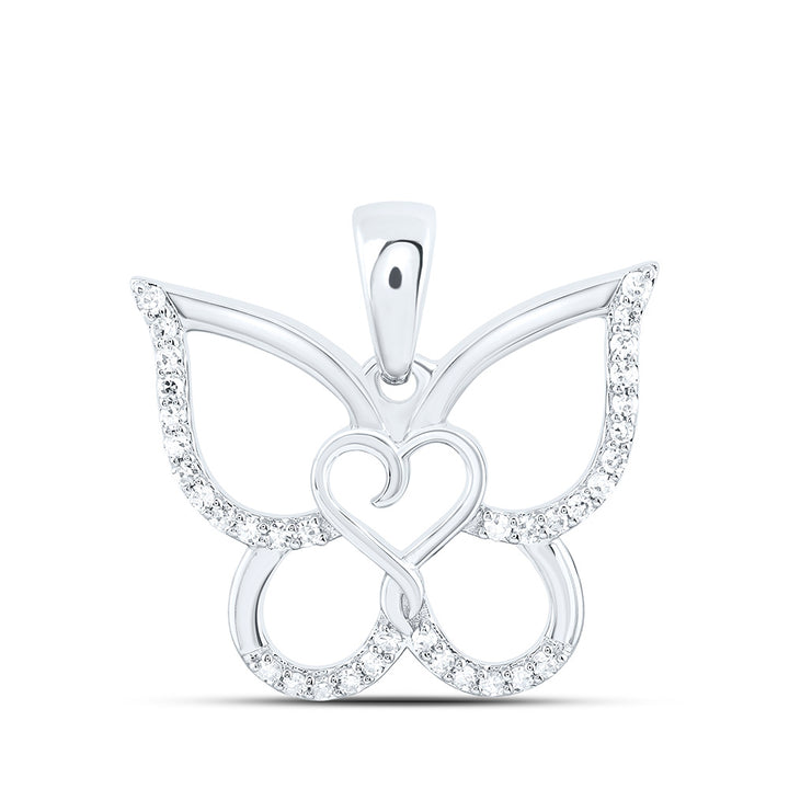1/6CTW-NAT DIA CN FASHION HEART BUTTERFLY PENDANT Daisy Joyeria