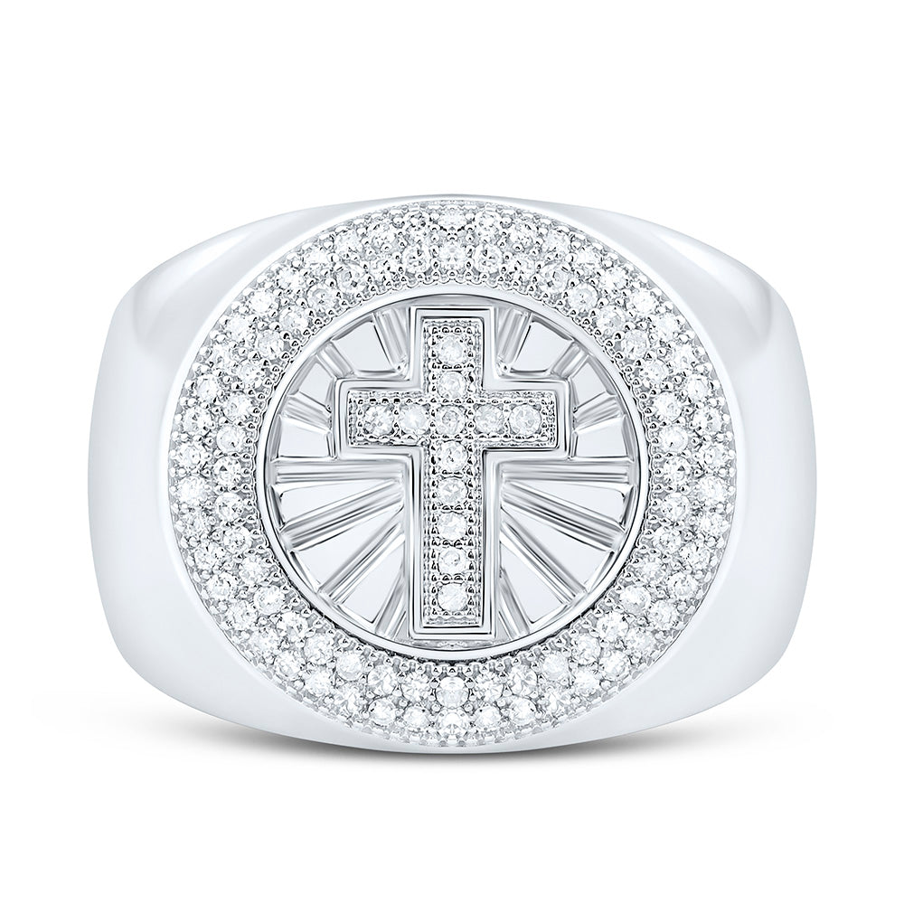 1/4CTW-NAT DIA P1 GIFT CROSS ROUND RING Daisy Joyeria