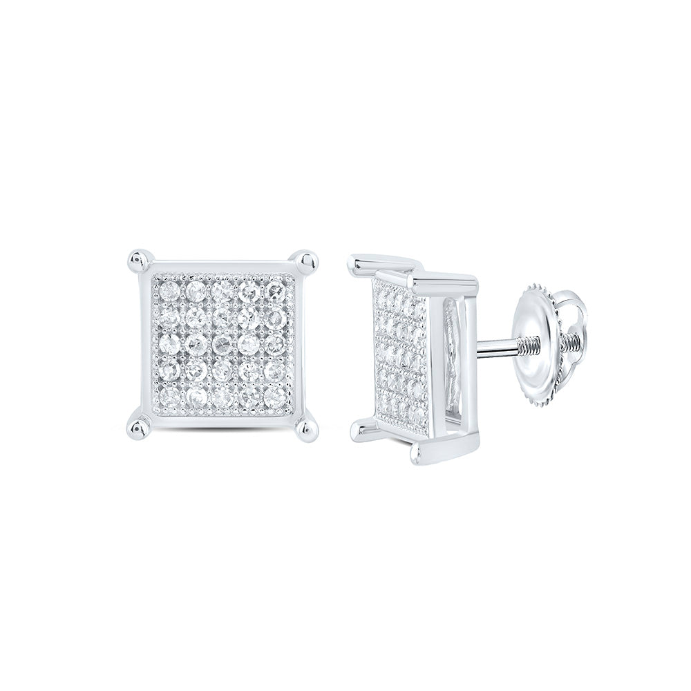 1/8CTW-NAT DIA P1 GIFT MICRO-PAVE SQUARE EARRING Daisy Joyeria