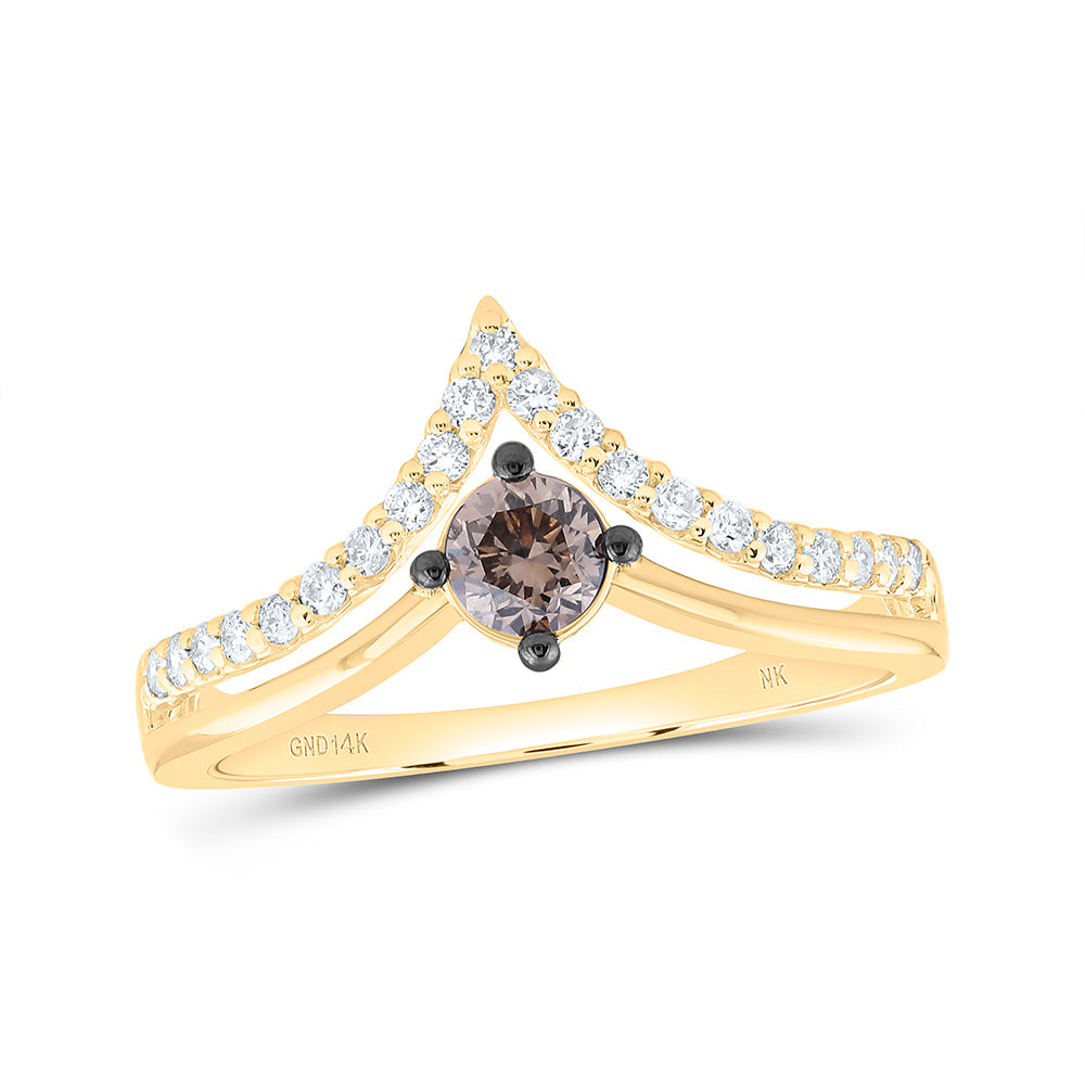 1/2CTW-NAT DIA NK 1/4CT-CRD-BR FASHION COGNAC NATURAL RING Daisy Joyeria