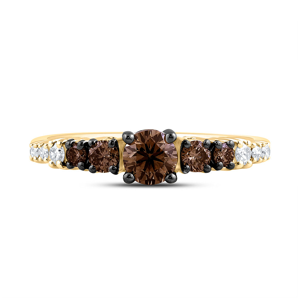 5/8CTW-NAT DIA NK 1/3CT-CRD-BR FASHION COGNAC NATURAL RING Daisy Joyeria