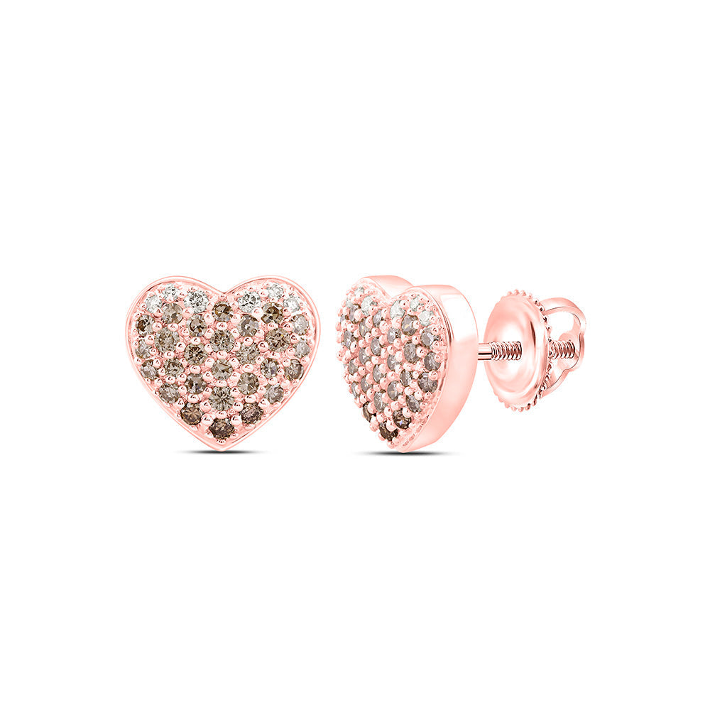 1/2CTW-NAT DIA NK FASHION COGNAC NATURAL HEART EARRING Daisy Joyeria