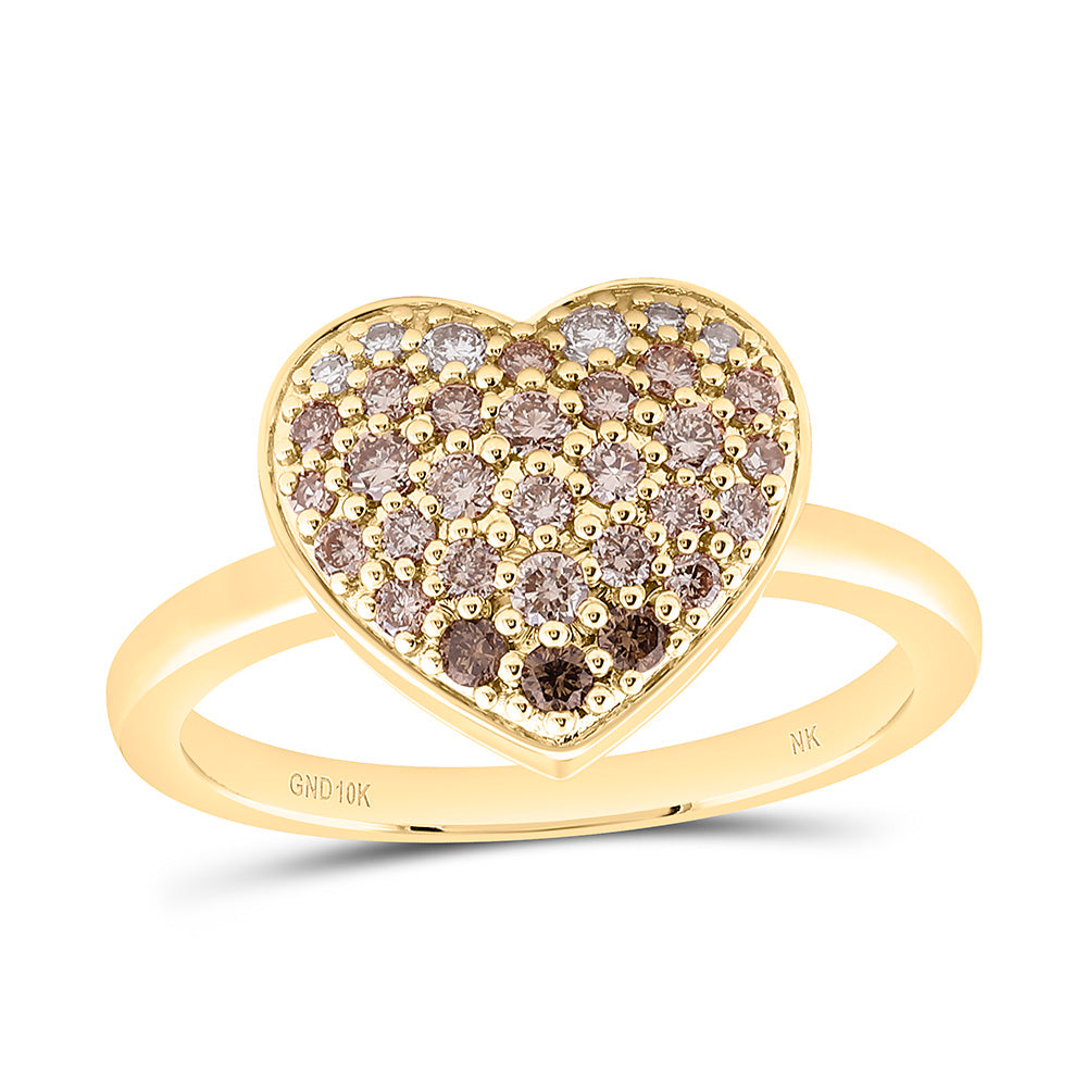 1/2CTW-NAT DIA NK FASHION COGNAC NATURAL HEART RING Daisy Joyeria