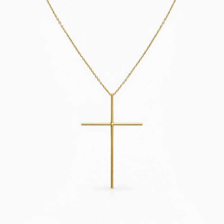 Set Cruz Lisa con Cadenita Minimalista en Oro 10K Daisy Joyeria
